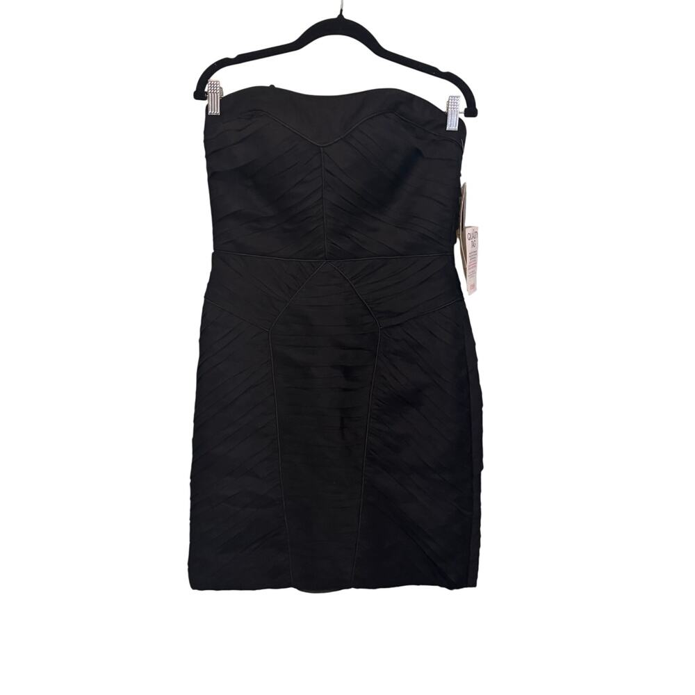 Theia Silk Sheath Dress 8 Black Mini Strapless Cocktail Party Glam NWT $450 MSRP - Picture 2 of 11